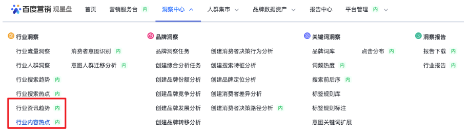 洞察中心-行业洞察-行业资讯趋势 & 洞察中心-行业洞察-行业内容热点