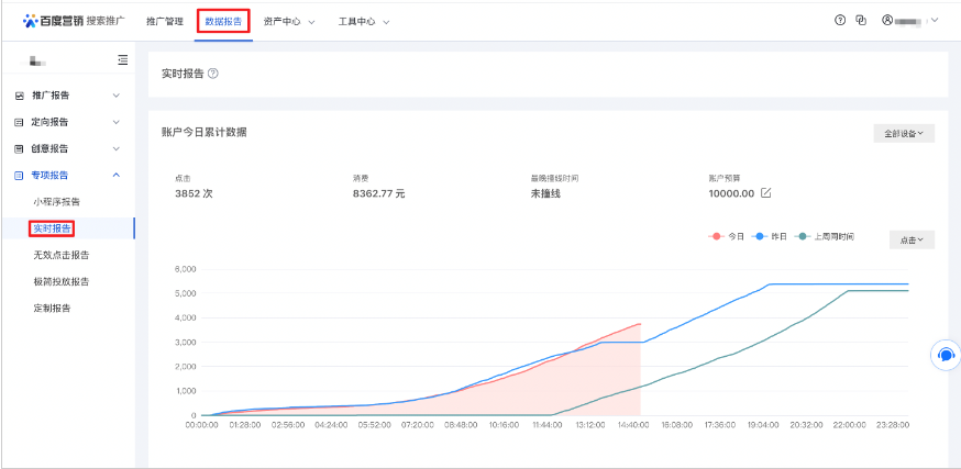 百度广告专项报告--实时报告