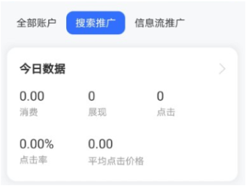 百度信息流广告搜索推广改版前的今日数据页面